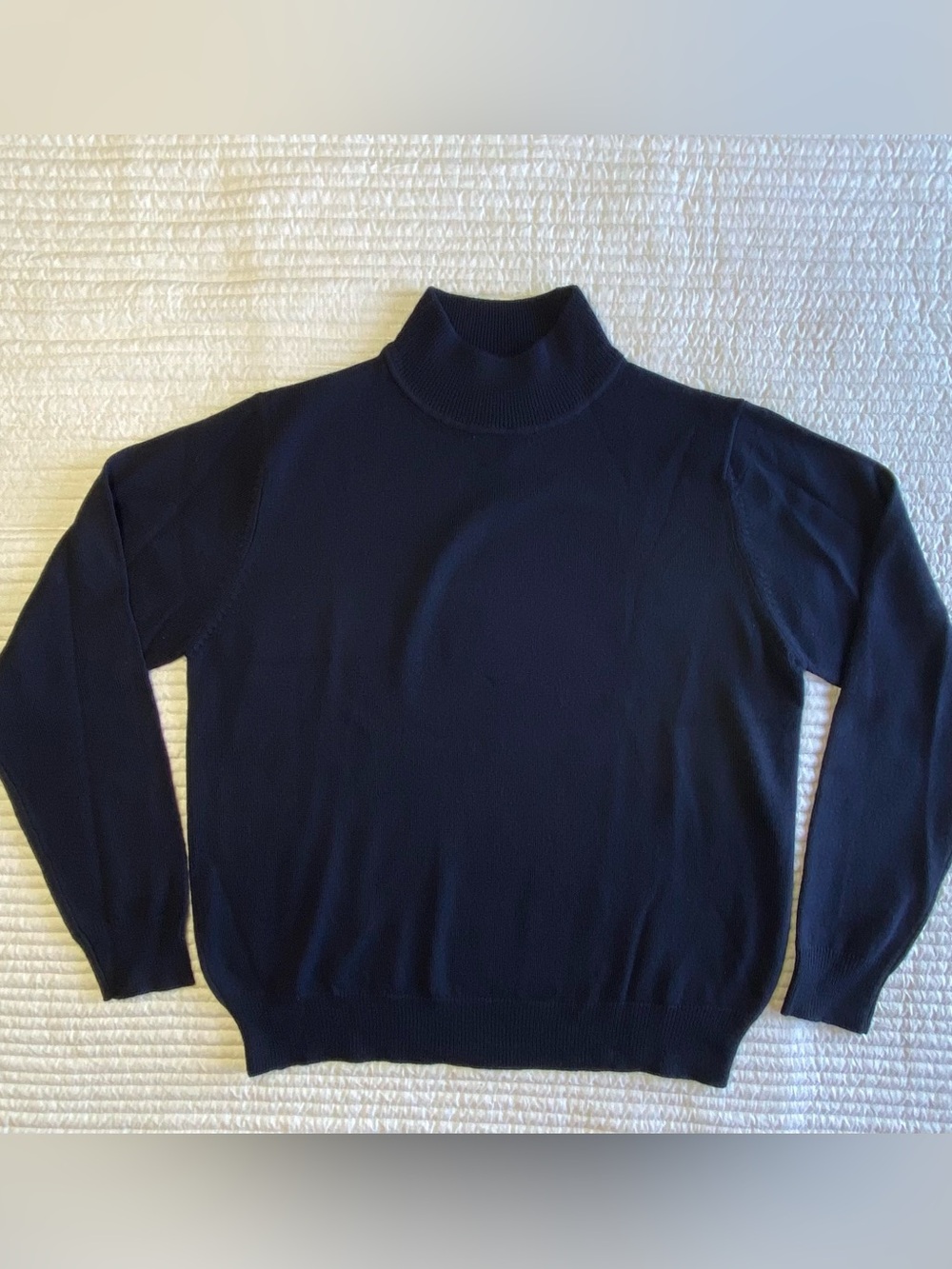 Charter Club Petite Navy Blue 100% Merino Wool Mock Neck Sweater PS